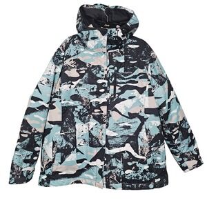 Columbia Woman Whilibird IV Interchange Jacket XL Blue Abstract Camo Omni-Heat